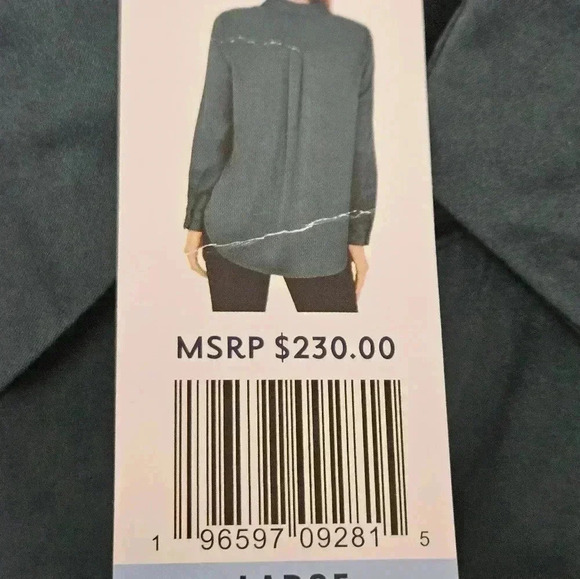 Equipment  NWT June Bug Emerald Satin Classic Signature Top - Picture 4 of 11